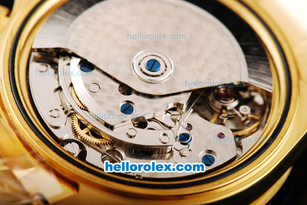 Rolex Daytona Swiss Valjoux 7750 Chronograph Movement Full Gold Case/Strap with Black Dial and Gold Subdials - Click Image to Close